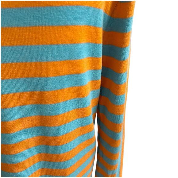 Soft Surroundings Orange Turquoise Striped Light Cashmere Blend Sweater Medium - Picture 8 of 15